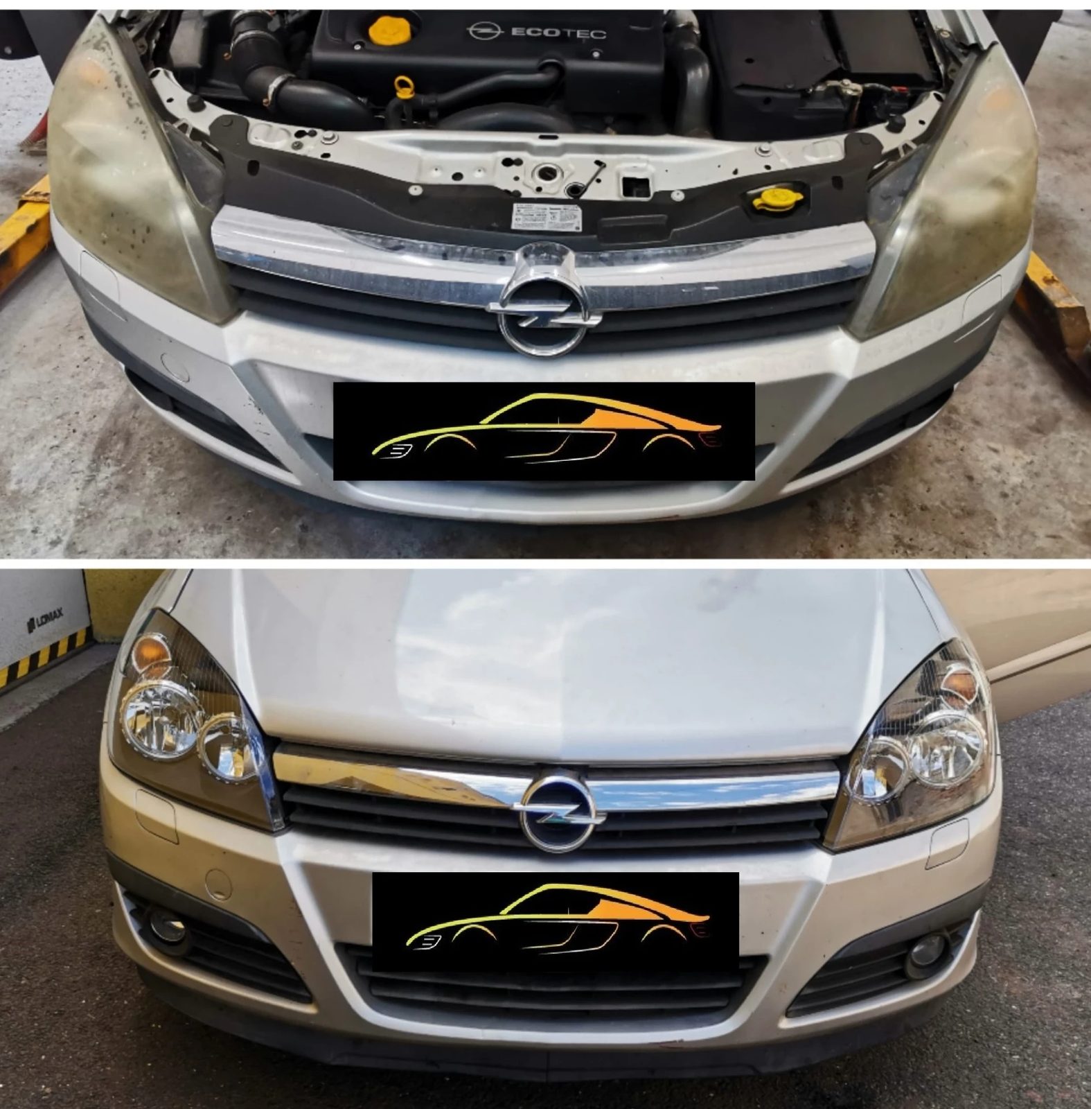Opel Astra, srovnání před a po výměně světel